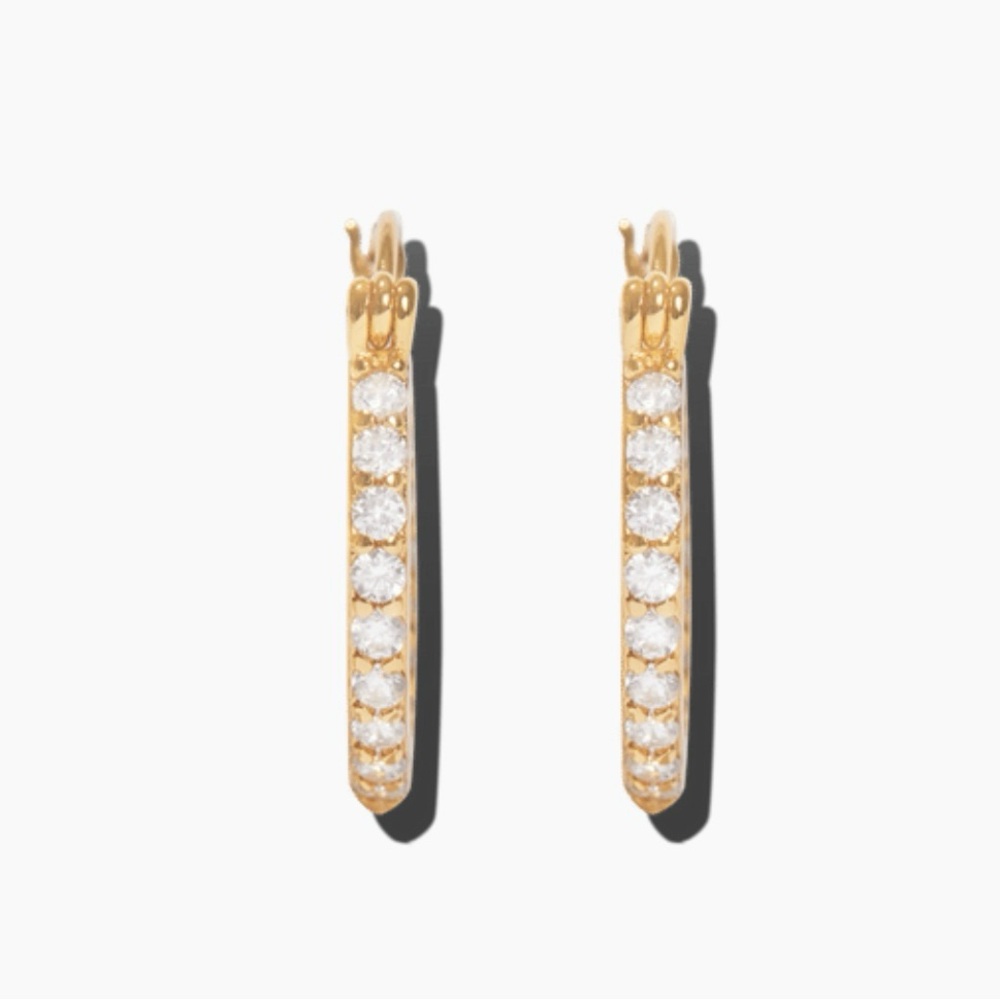 Crystal Haze Mini Serena Hoops Earrings In Gold NWOT w/pouch